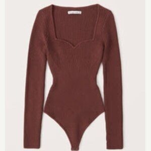 Abercrombie & Fitch Women's Long-Sleeve Sweetheart Sweater Bodysuit - Brown